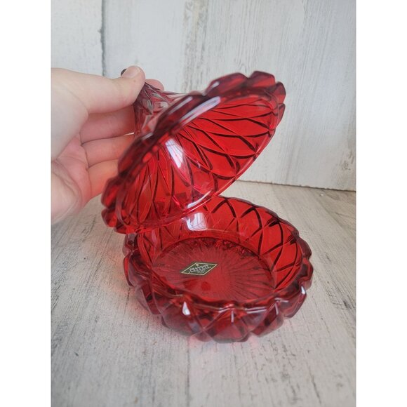 Shannon crystals red Hershey kisses Ruby candy dish - Picture 3 of 6